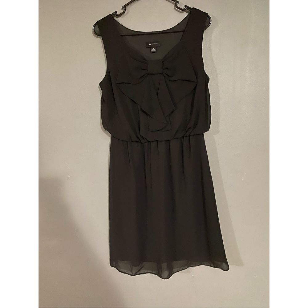 AB Studio Black Sleeveless Dress With Bow Front Size Medium